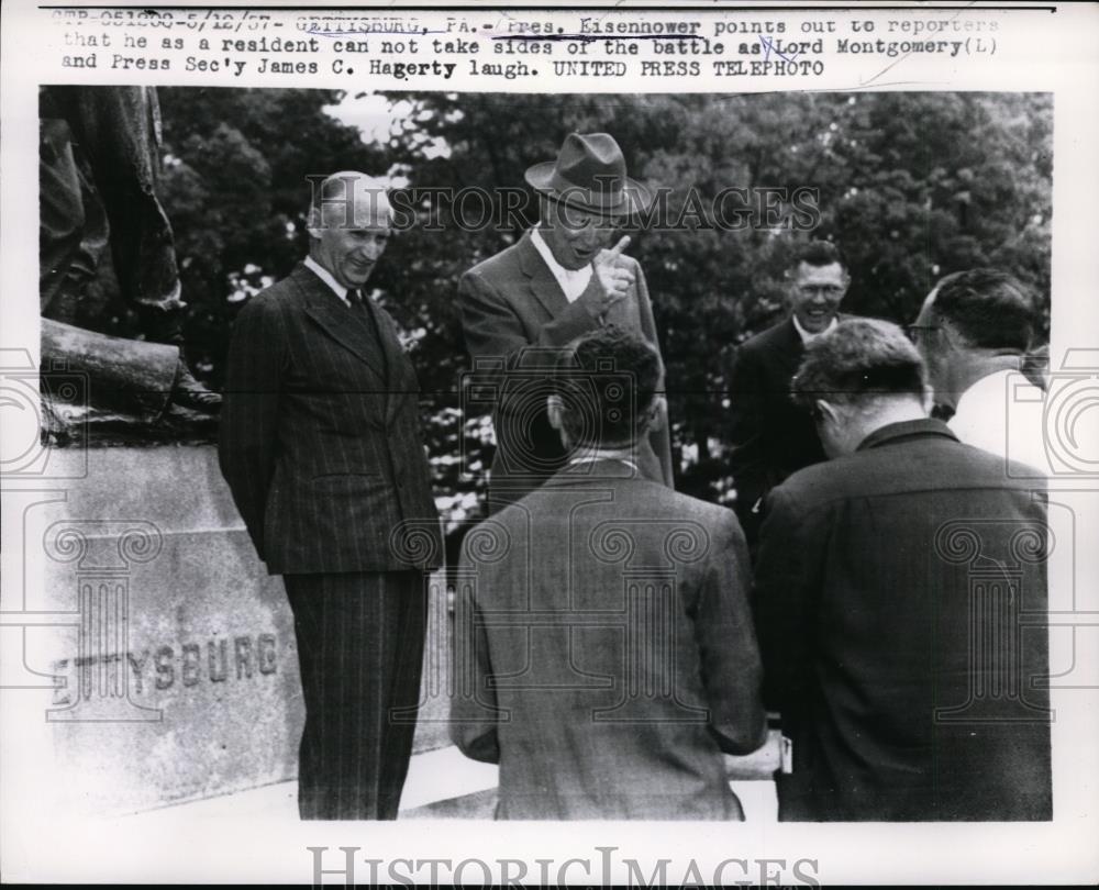1937 Press Photo Pres Eisenhower Tells Reporters He Cannot Take Sides of Battle - Historic Images
