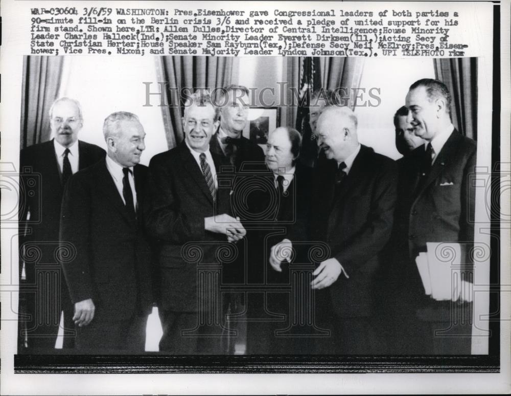 1959 Press Photo Pres Eisenhower Gives Congress Leaders9 90-Minute Berlin Update - Historic Images