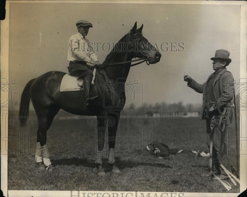 1925 Press Photo Damask steeplechase horse at Belmont Park NY training - Historic Images