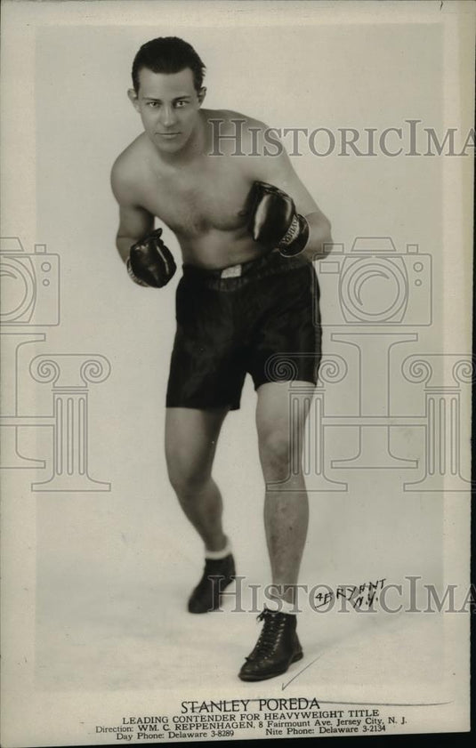1931 Press Photo Boxer Stanley Poreda training for heavyweight bout - net18993 - Historic Images
