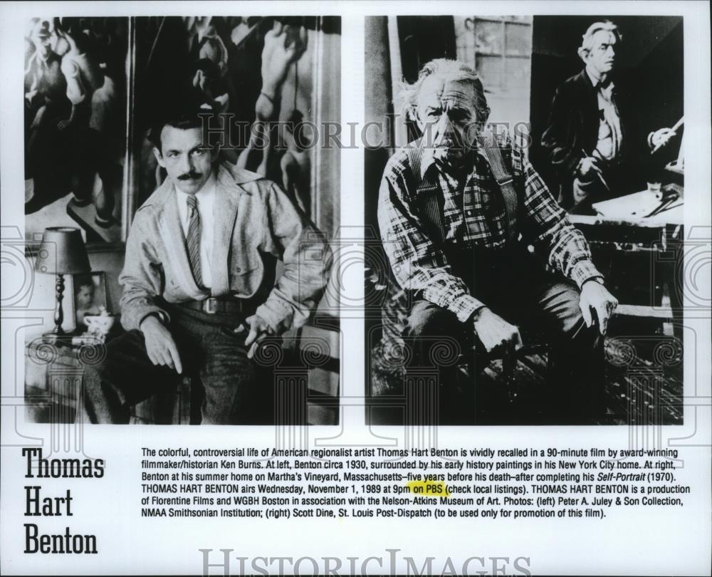 1989 Press Photo The life of American artist Thomas Hart Benton on PBS special. - Historic Images