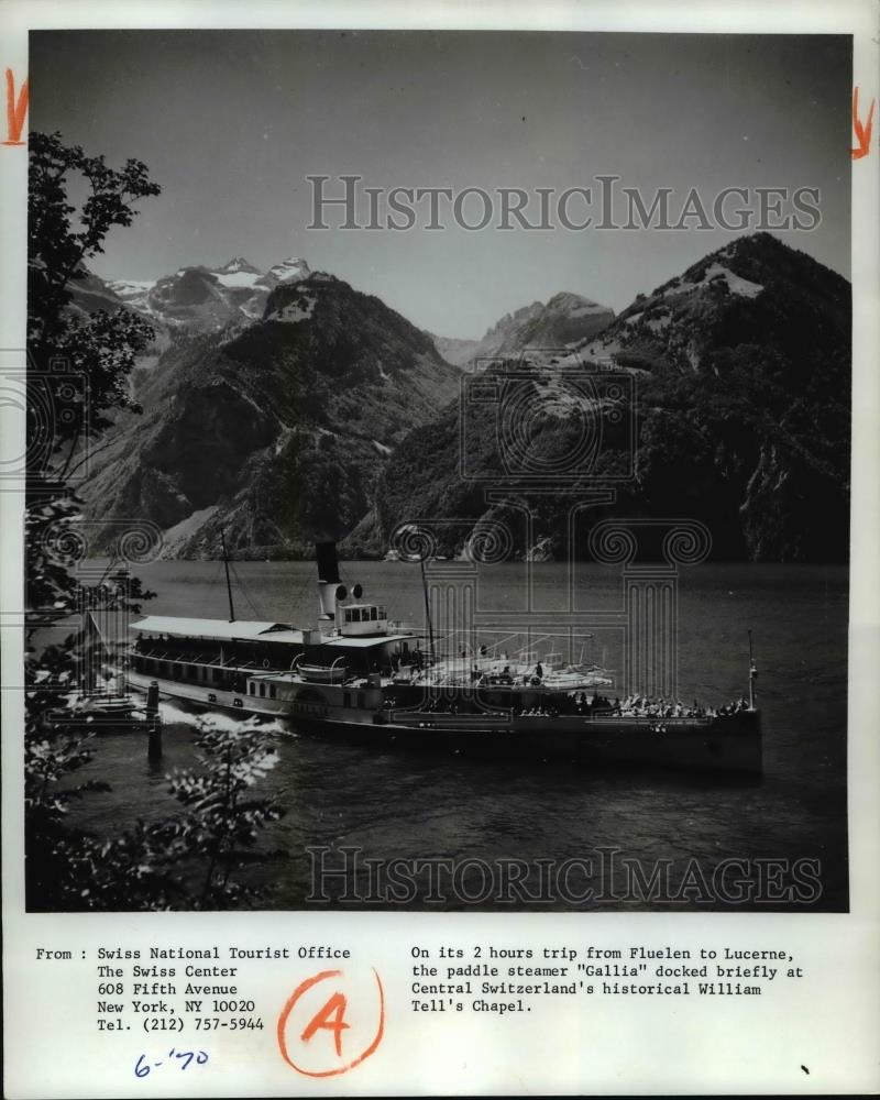 1974 Press Photo Paddle Steamer across Lake of Lucerne, Switzerland - cvb15127 - Historic Images