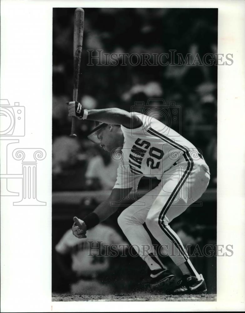 1990 Press Photo Indians baseball player-Dion James against Yankees - cvb58116 - Historic Images