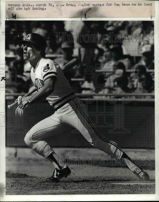 Press Photo Brett Setler starts for 1st base as he lead off the 4th inning - Historic Images