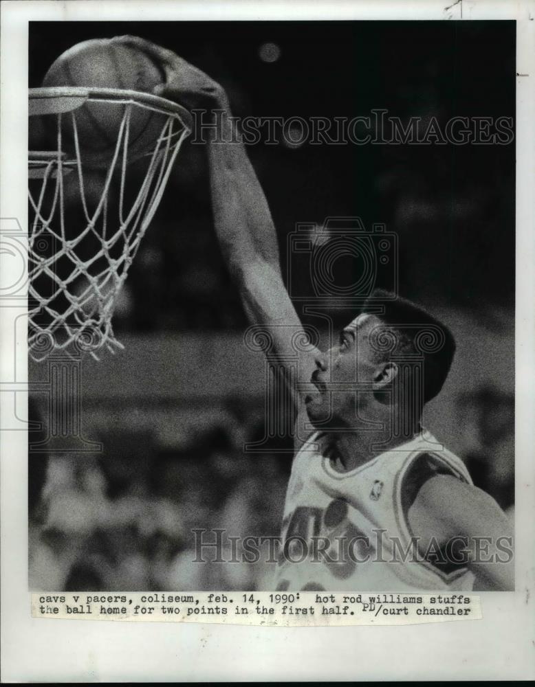 1990 Press Photo Hot Rod Williams-Cavs vs Pacers basketball - cvb64711 - Historic Images