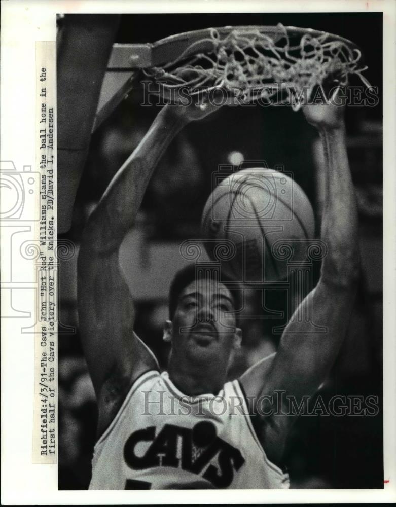 1991 Press Photo John &quot;Hot Rod&quot; Williams - Cleveland Cavaliers - slam dunks - Historic Images