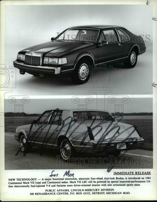 1985 Press Photo 1985 Lincoln Continental Mark VII and Continental Sedan - Historic Images