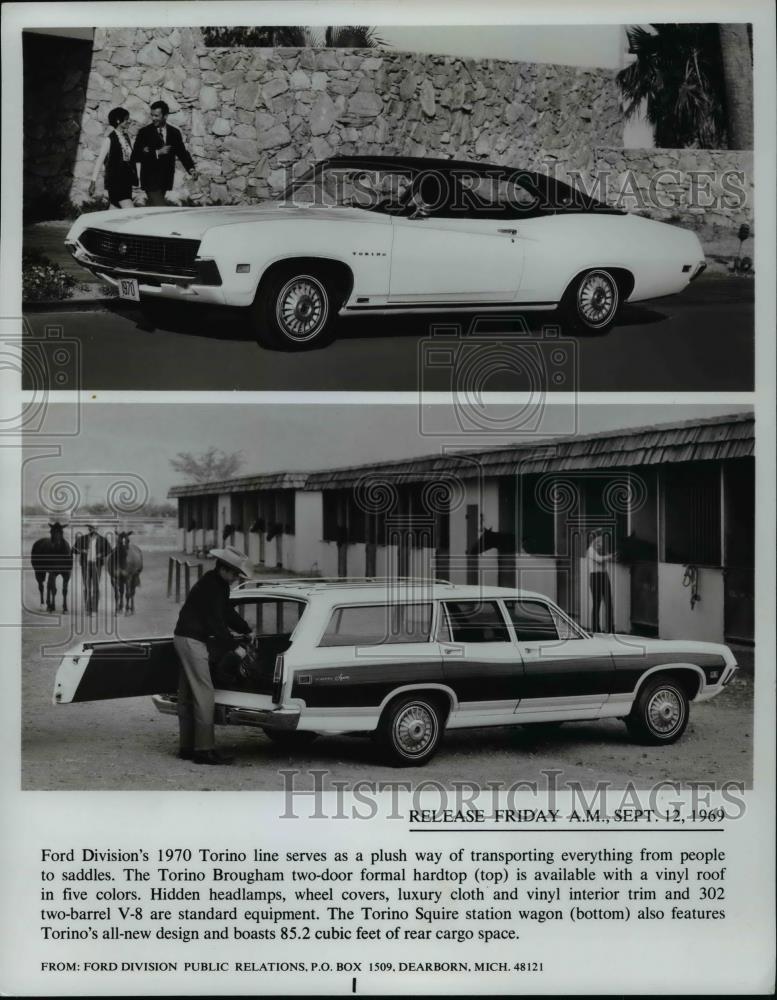 1969 Press Photo 1970 Ford Torino Brougham & Troino Squire Station Wagon - Historic Images