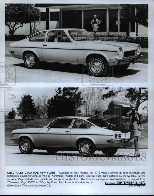 1974 Press Photo "Chevrolet Vega 2300" to "Vega by Chevrolet" - cvb67984 - Historic Images