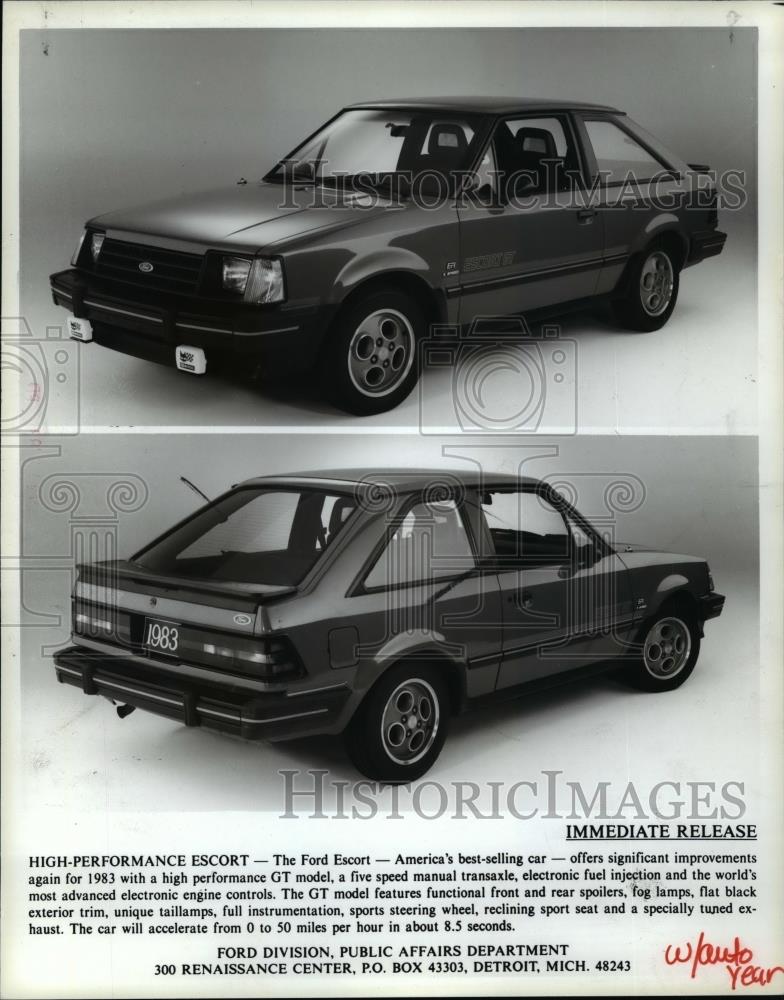1983 Press Photo The 1983 Ford Escort automobile - cvb68001 - Historic Images