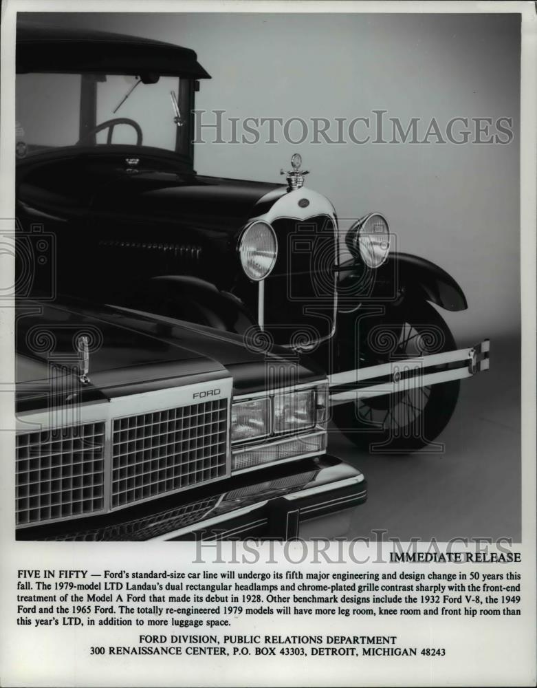 1979 Press Photo The Model A Ford and the 1979-model Ford LTD automobiles - Historic Images