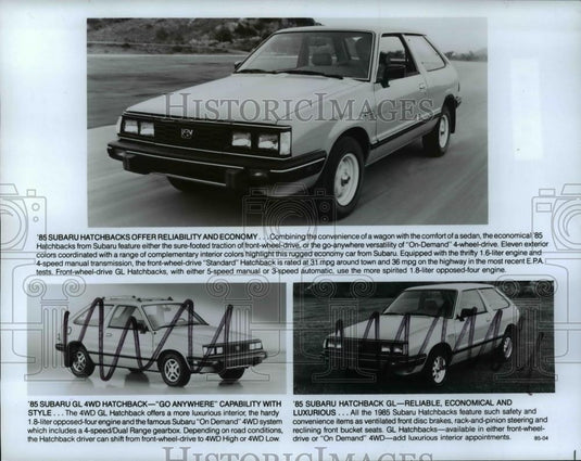 1985 Press Photo 1985 Subaru Hatchback, GL 4WD Hatchback & Hatchback GL - Historic Images