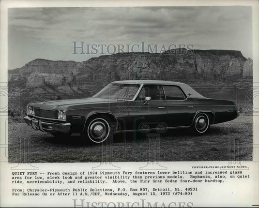 1974 Press Photo 1974 Plymouth Fury Gran Sedan with four-door hardtop - Historic Images