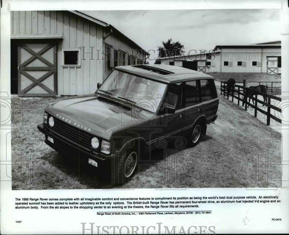 1988 Press Photo 1988 Range Rover U.S. Model - cvb68810 - Historic Images