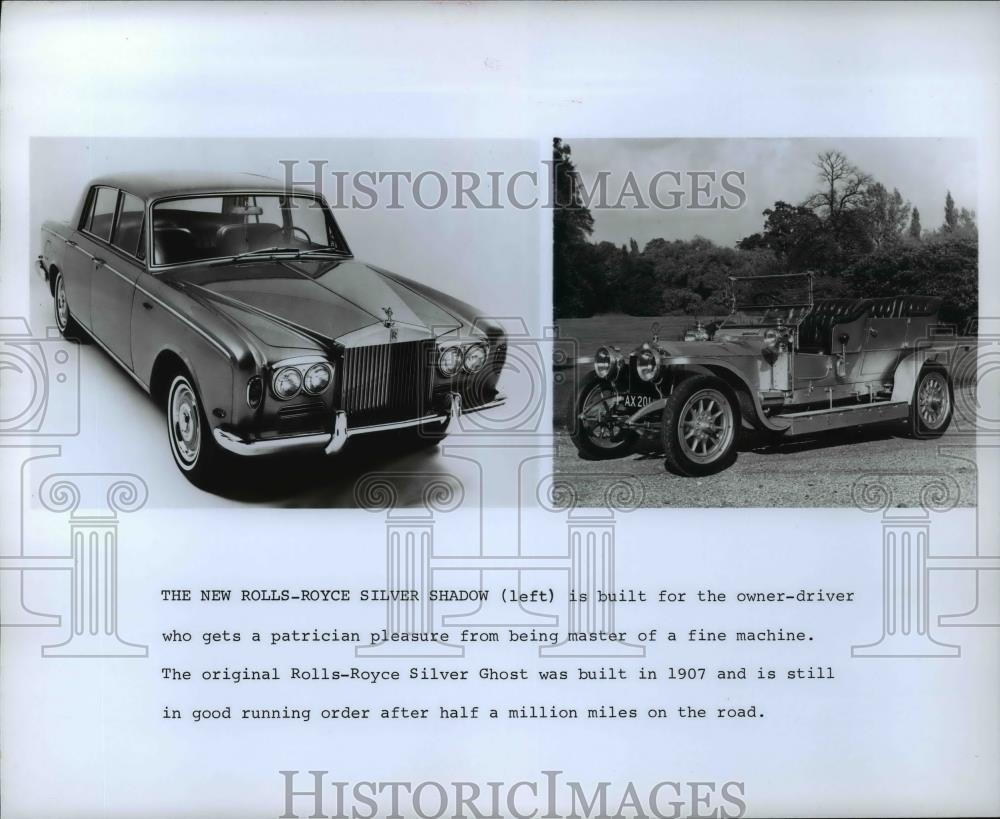 1970 Press Photo LR The New Rolls-Royce Silver Shadow&amp;The original Silver Ghost - Historic Images