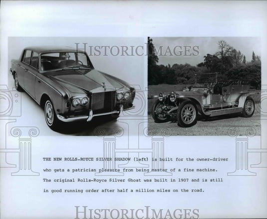 1970 Press Photo LR The New Rolls-Royce Silver Shadow&The original Silver Ghost - Historic Images