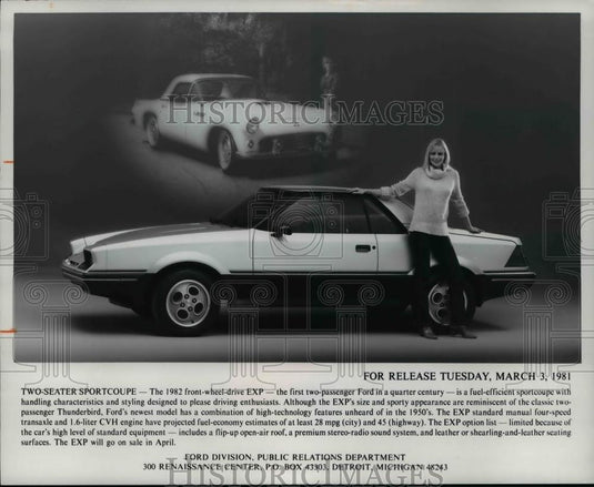 1981 Press Photo Ford's 1982 Front-wheel Drive EXP, Two-seater Sportcoupe - Historic Images