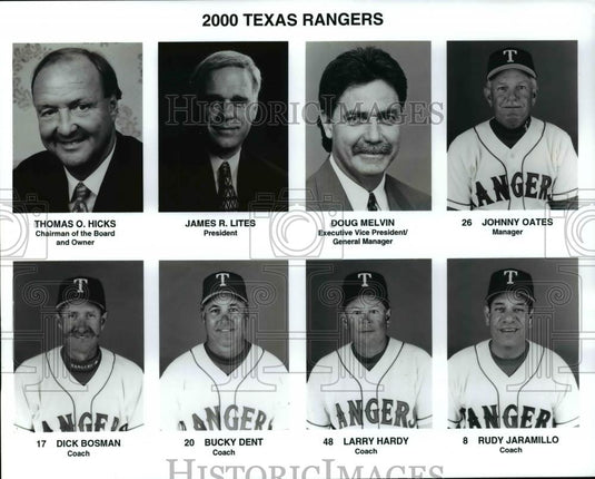 2000 Press Photo Rangers, Hicks, Lites, Melvin, Oates, Bosman, Dent, Hardy - Historic Images