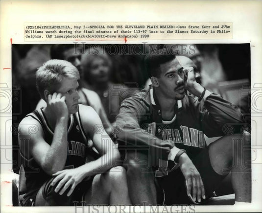 1990 Press Photo Cavs Steve Kerr and John Williams-basketball players - Historic Images