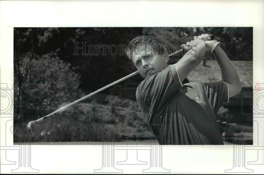1991 Press Photo Mark Telerico Takes a Big Cut - cvb69516 - Historic Images