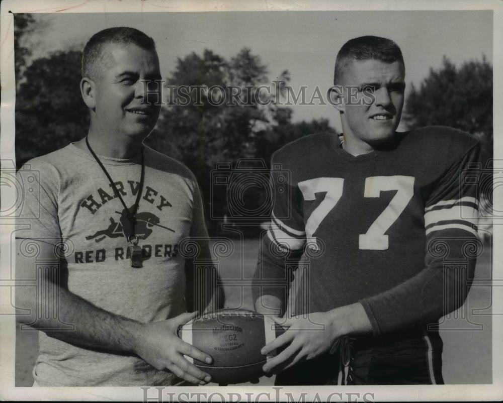 1957 Press Photo Coach Jack Britt and John Mummey-football - cvb69637 - Historic Images