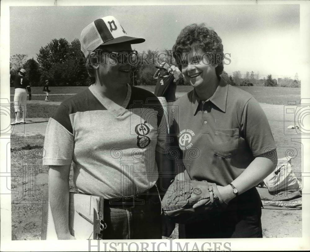 Press Photo Reverend John Blazek and Sr. Maureen-baseball - cvb69639 - Historic Images