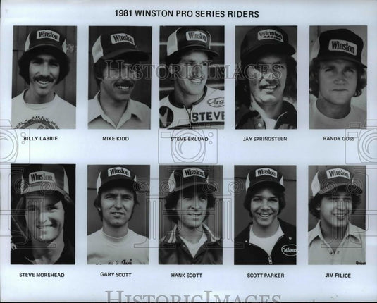 1981 Press Photo Winston Pro, Labrie, Kidd, Ekland, Springsteen, Morehead, Scott - Historic Images