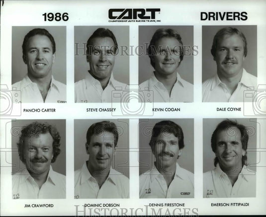 1986 Press Photo CART, Carter, Chassey, Cogan, Coyne, Crawford, Dobson - Historic Images