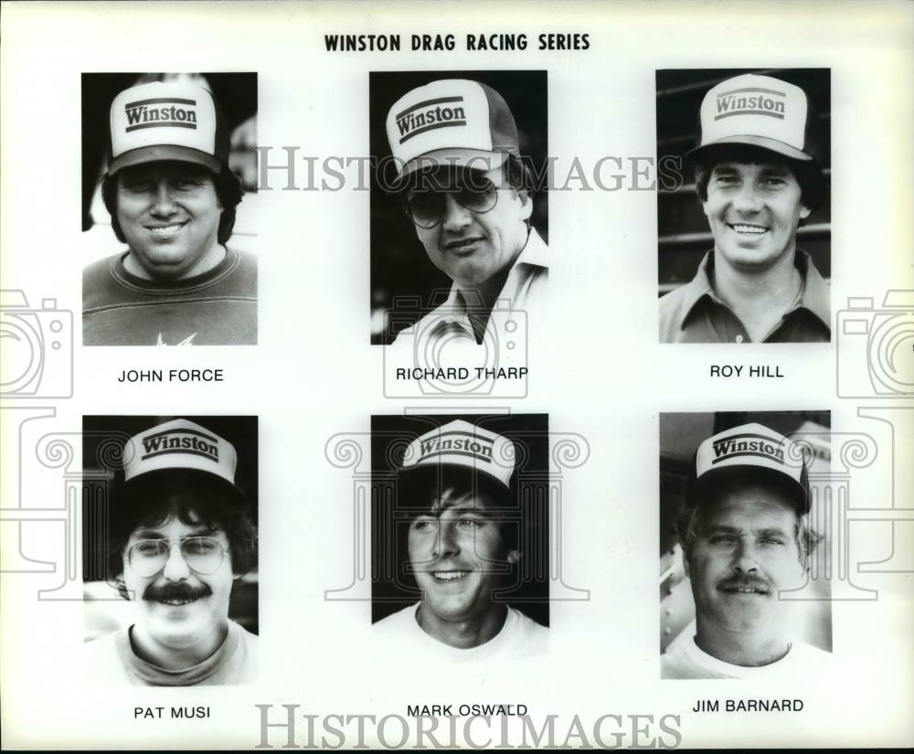 Press Photo Winston Cup, J. Force, R. Tharp, R. Hill Musi, P. Oswald, Barnard - Historic Images