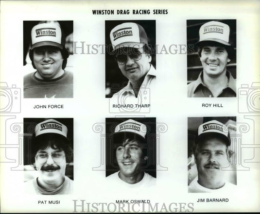 Press Photo Winston Cup, J. Force, R. Tharp, R. Hill Musi, P. Oswald, Barnard - Historic Images