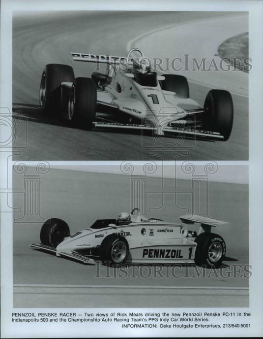 Press Photo Rick Mears Driving the new Pennzoil Penske Pc-11 - cvb70133 - Historic Images