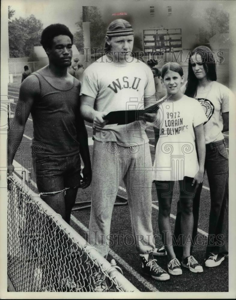 Press Photo Lorain Olympics-Jordan Fitzpatrick, Corey Cunningham, Kathy Tomko - Historic Images