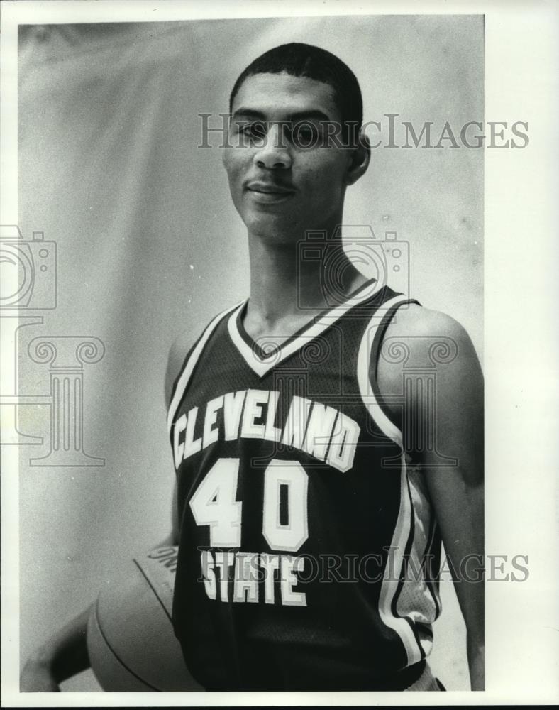 1984 Press Photo Cleveland State Basketball Player Bob Crawford - cvb72483 - Historic Images