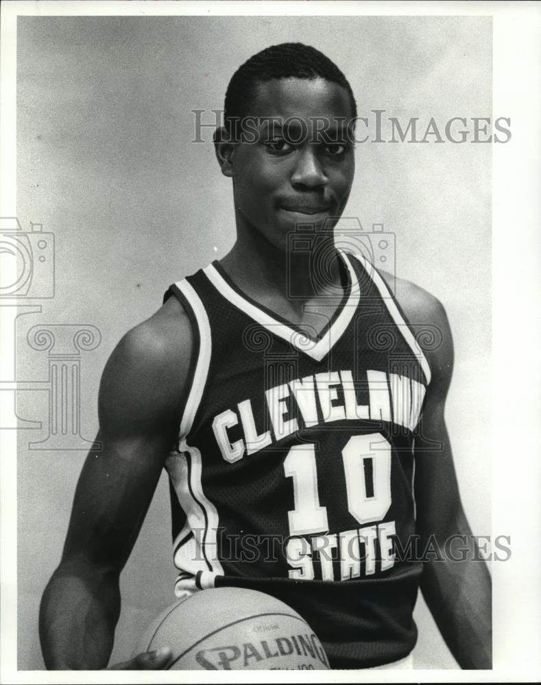 1984 Press Photo Cleveland State Basketball Team Player Stancey Pittman - Historic Images