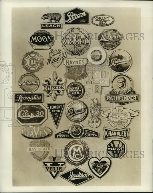 1938 Press Photo Automobile Name Plates - cvb72561 - Historic Images