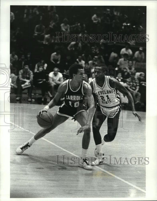 1984 Press Photo Herb Cunningham of John Carroll vs Steve Corbin of Cleveland - Historic Images