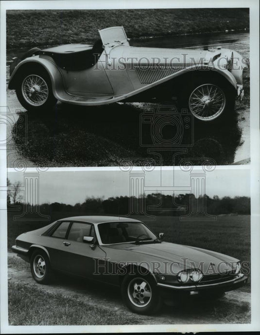 1982 Press Photo Forty six years separate the 1936 SS Jaguar and 1982 Jaguar - Historic Images