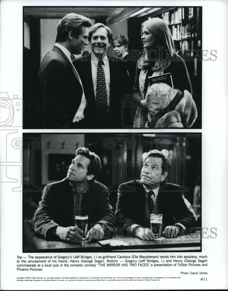 1996 Press Photo Jeff Bridges, Elle Macpherson &amp; George Segal in Movie Scene - Historic Images