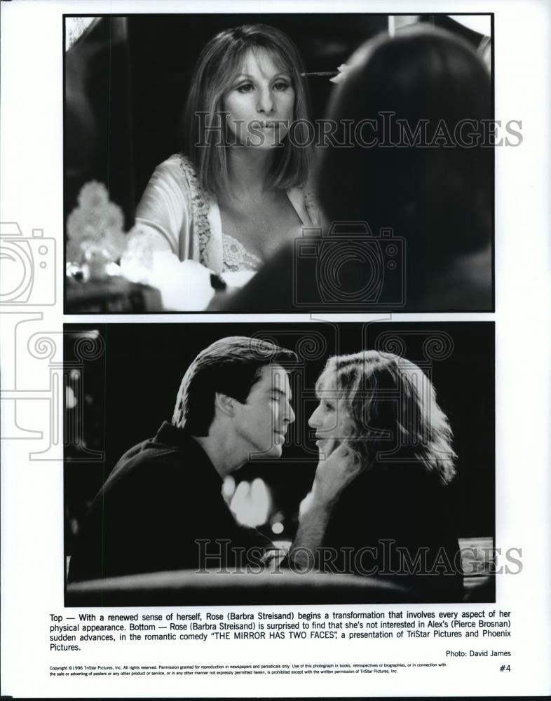 1996 Press Photo Barbara Streisand & Pierce Bosnan in The Mirror Has Two Faces - Historic Images