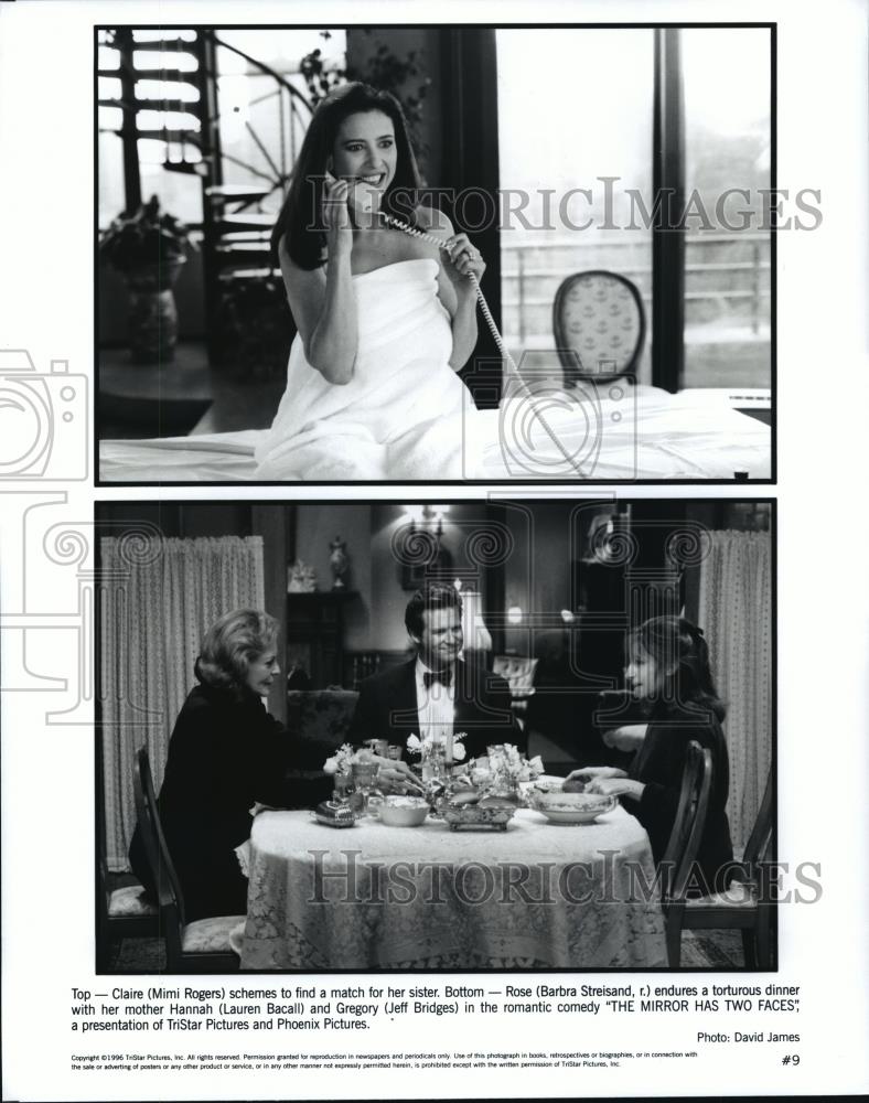 1996 Press Photo Mimi Rogers. Barbara Streisand, Lauren Becall & Jeff Bridges - Historic Images