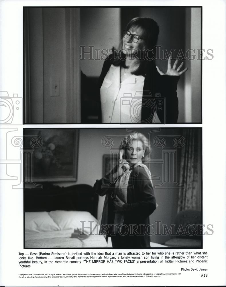 1996 Press Photo Barbara Streisand and Lauren Bacall in The Mirror Has Two Faces - Historic Images