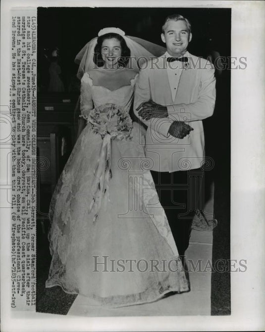 1958 Press Photo Bob Garrett of Stanford Football Marries Joan Connelly - Historic Images