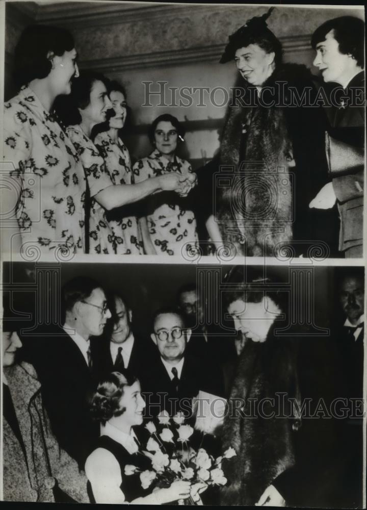 1942 Press Photo Mrs. F.D. Roosevelt, Mrs. Drexel Biddle &amp; Evelyn Stevens - Historic Images