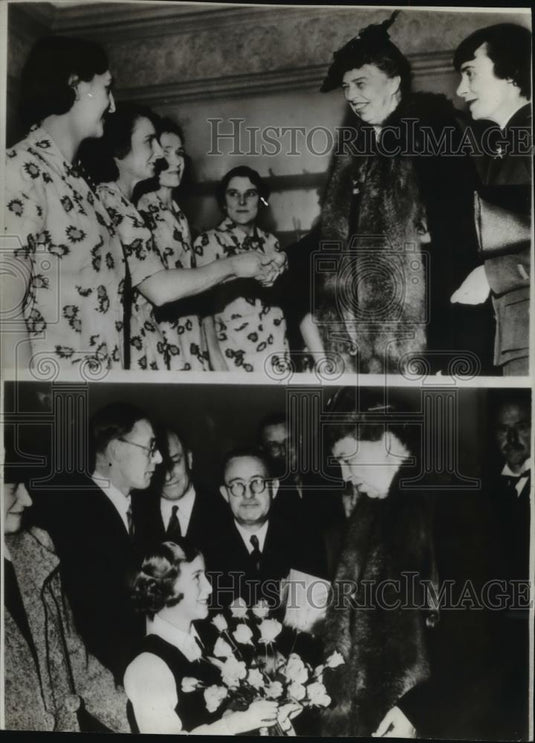 1942 Press Photo Mrs. F.D. Roosevelt, Mrs. Drexel Biddle & Evelyn Stevens - Historic Images