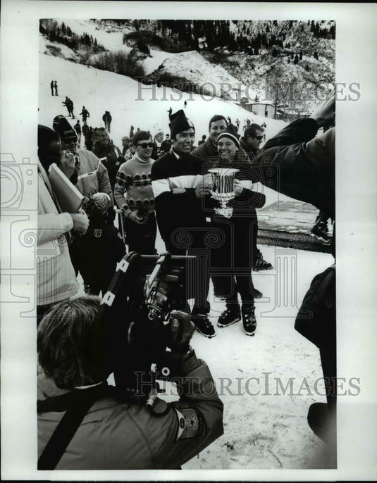 1968 Press Photo Hank Kashiwa and Judy Nagel-The French American Challenge Cup R - Historic Images