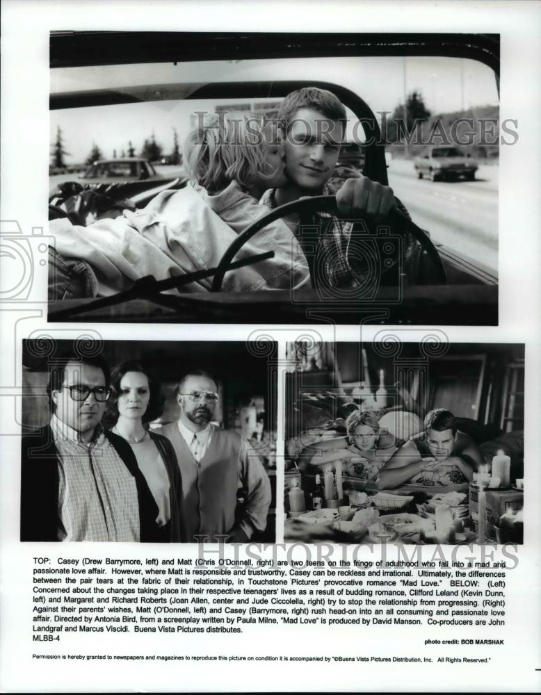 Press Photo Mad Love-Drew Barrymore, Chris O'Donnell, Joan Allen, Ciccolella - Historic Images