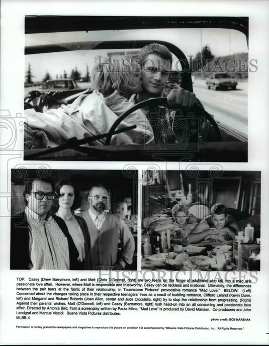 Press Photo Mad Love-Drew Barrymore, Chris O'Donnell, Joan Allen, Ciccolella - Historic Images