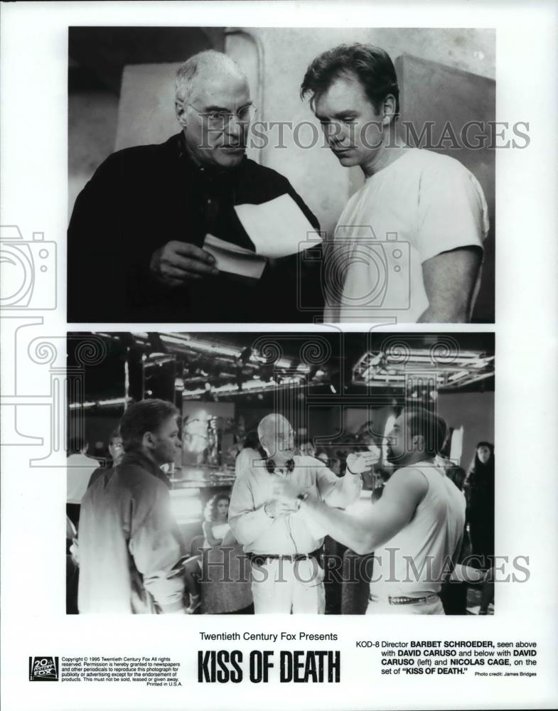 1995 Press Photo Barbet Schroeder and David Caruso on set of Kiss of Death. - Historic Images