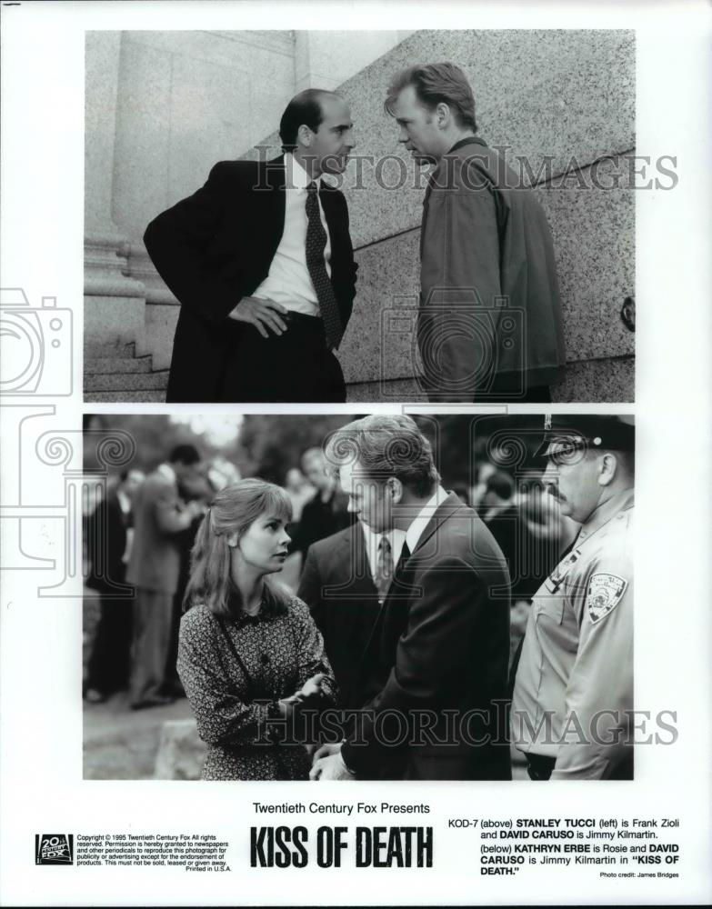 1995 Press Photo Stanley Tucci, David Caruso and Kathryn Erbe in Kiss of Death. - Historic Images