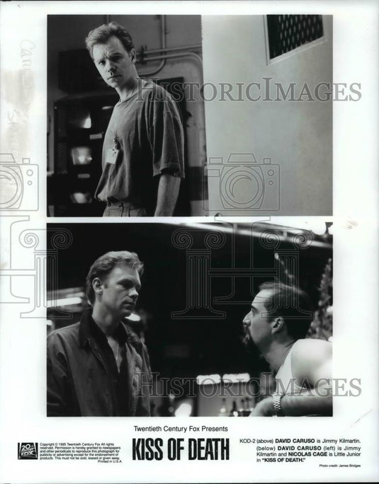 1995 Press Photo David Caruso and Nicolas Cage in Kiss of Death. - cvp98773 - Historic Images